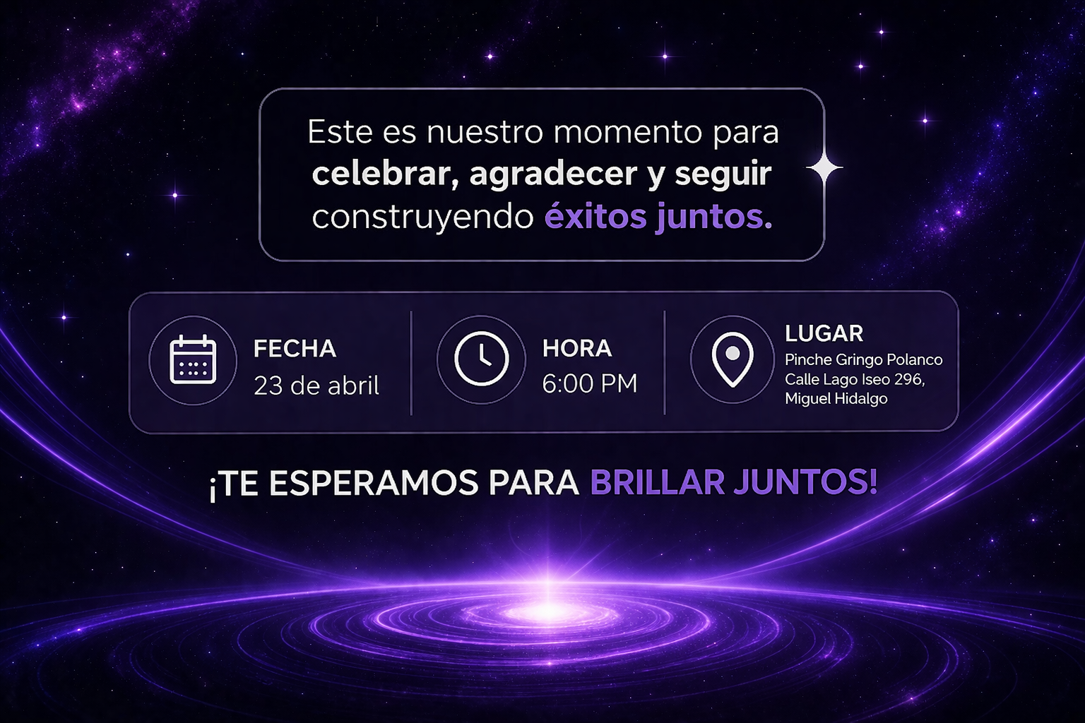 Celebrar y brillar juntos en el cosmos